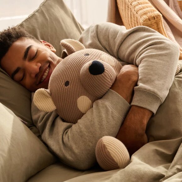 Benji Bear Bearaby weighted plushie tan and cream - Picture 3 of 10